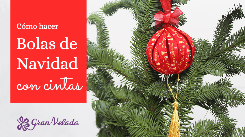 como hacer bolas de navidad con cintas