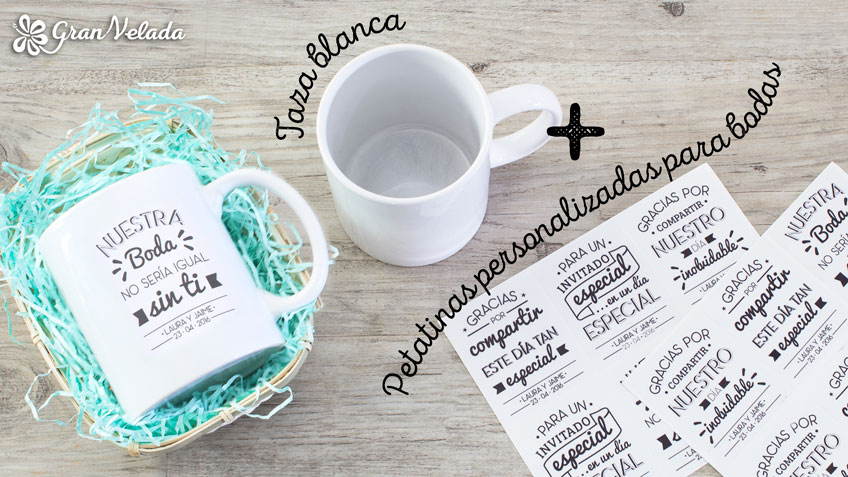 Tazas para detalles de boda hechos a mano