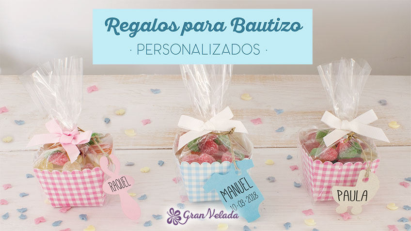 Regalos artesanales de bautizos.