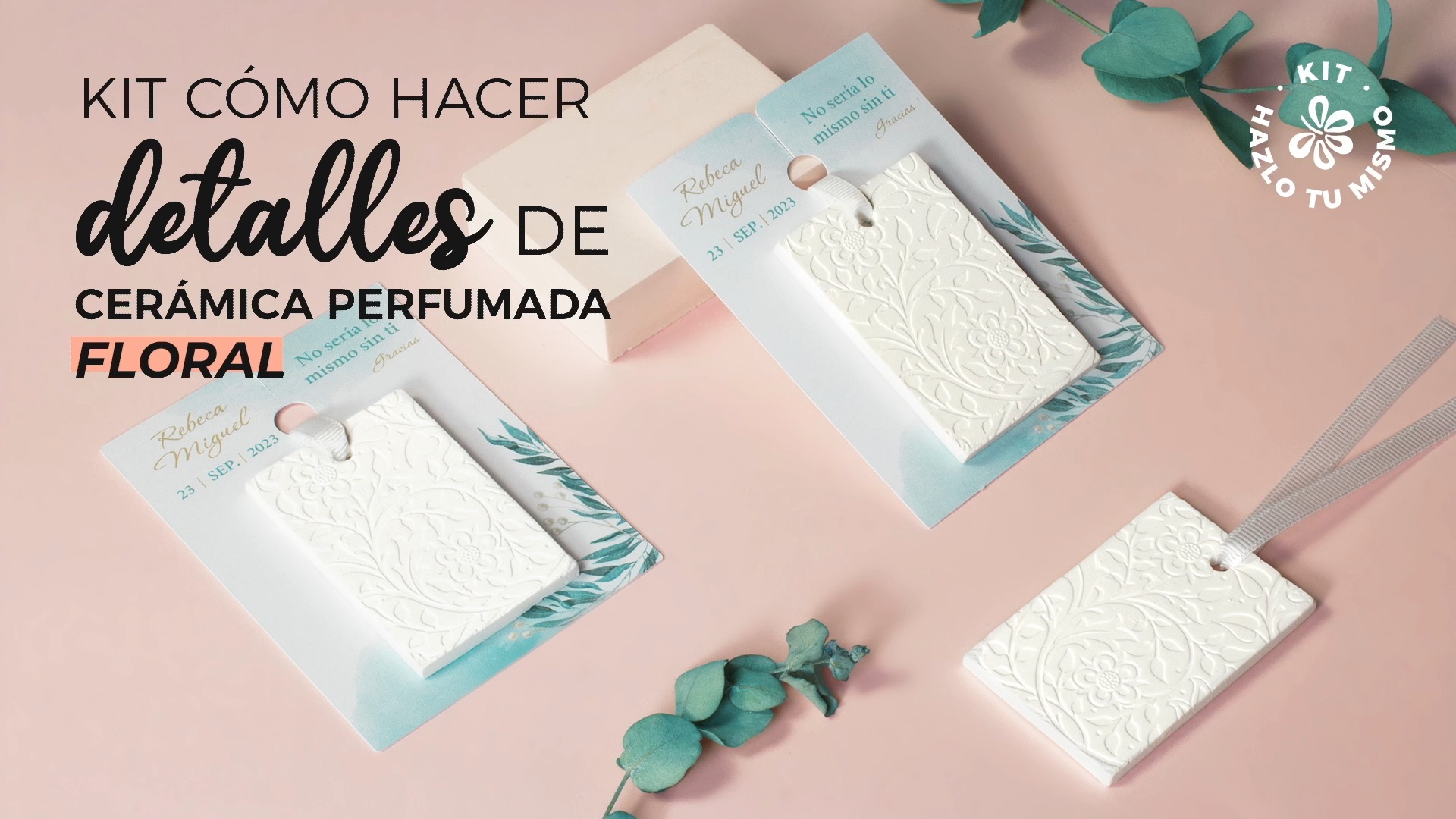 kit detalle bodas ceramica floral