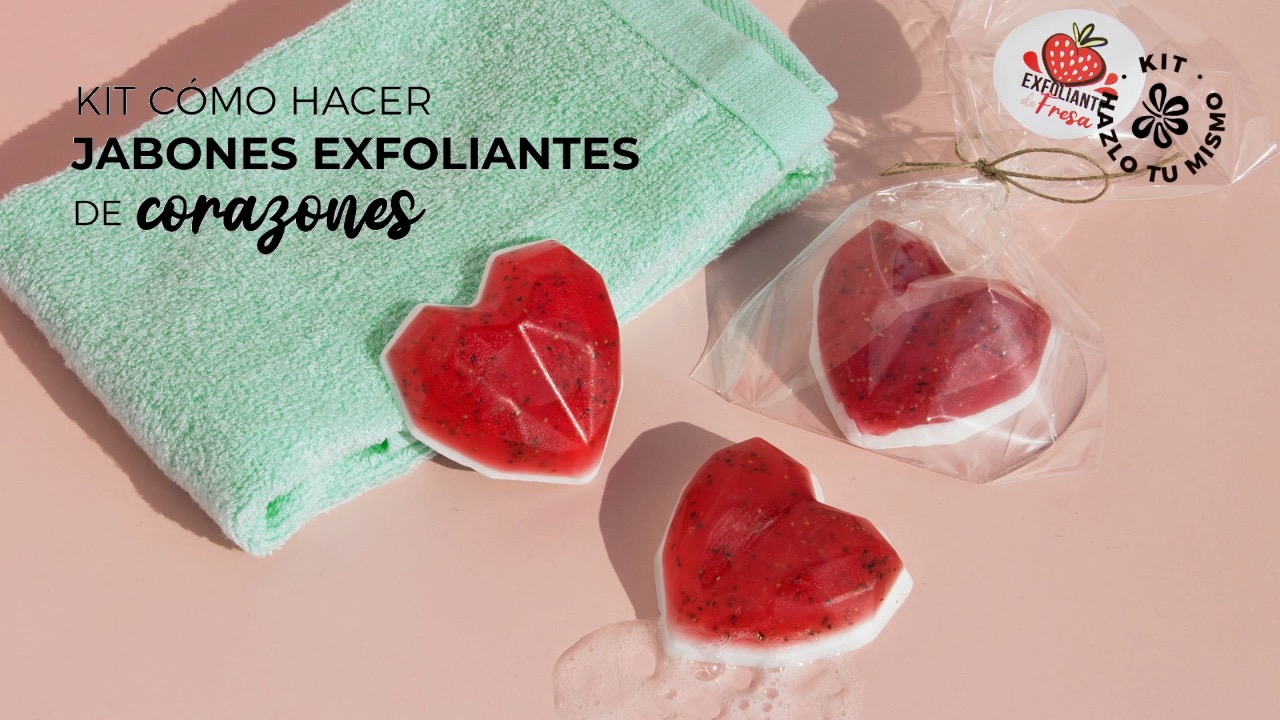 kit aprende hacer jabones exfoliantes corazones